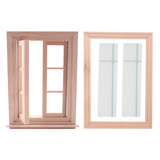 1:12 Dollhouse Miniature Wooden 6 Pane Frame and Glass Plate House Diy Double Window Accessories for Doll