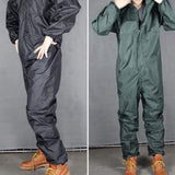 2PCS Motorcycle Raincoat /Conjoined Raincoat/Overalls Men And Women Fission Suit Rain Coat XL, Black & Armygreen