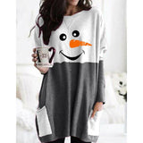 European And American Autumn And Winter Christmas Snowman Printed Long-sleeved Bottoming Shirt