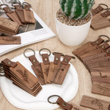 Bulk Set Of 40 Wood Keychain Blan With Leather Straps Custom Engraving, Ideal For DIY Projects