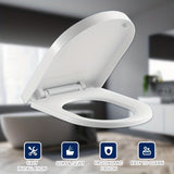 1pc Toilet Seat Cover, Bathroom Soft Close Elongated U Shape Toilet Bowl Lid, PP Thickened Toilet Cover
