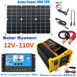 110V/220V Panel System 18V18W Solar Panel+30A Charge Controller+4000W Modified Sine Wave Inverter Power Generation Kit