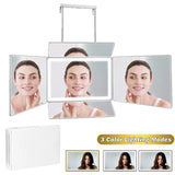 3-Way Selfcut with 360-Degree Rechargeable LED Light, 1500mAh Li-battery - Self Haircut & Fullbody Barber Mirror for Home