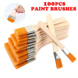 100pcs Nylon Paint Brush Different Size Wooden Handle Drawing Brushes for Acrylic Oil Painting School Art Supplies