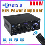 AK45 800W Home Digital Amplifiers Audio Bass Video Power Bluetooth Amplifier Hifi FM Music Subwoofer Speakers USB SD Mic Input