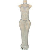 Sexy neck hanging fashionable temperament, slim fit, buttocks wrapped, sexy banquet party stage dress, full of diamonds