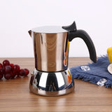 1pc Hand-Washing Stainless Steel Moka Pot - 200ml/300ml - Thickened Coffee Machine for Black Espresso and Coffee Extraction