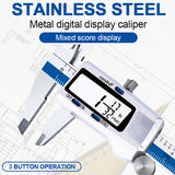 0-150mm Electronic Digital Stainless Steel Slide Caliper Measuring Tool Large LCD Screen 3 Measurement Units Switchable