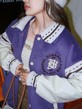 Women's American Style Retro Purple Baseball Uniform