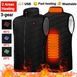 Electric Jackets 2 Areas Body Warmer Clothes USB Heated Vest Washable Winter Heating Jacket For Camping M-4XL