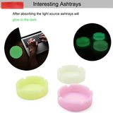 Eco-Friendly Silicone Soft Round Ash Tray PLuminous Portable Fluorescent Ashtray Anti-Scalding Cigarette Holder
