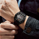 GUANQIN New Luxury Mechanical Leather Mens Watches 50M Waterproof AR Sapphire mirror Watch For Men Automatic Date Luminous Watch