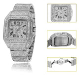 Ice Out Square Watch for Men Fashion Quartz Wristwatches Luxury Diamonds Watches Waterproof Silver Leisure Reloj Hombre Business