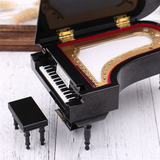 Miniature Grand Piano Model Kit Musical Instrument with Chair,for Home Office Decoration(Black, Without Music) Small