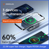 20000mAh Magnetic 15W Wireless Charger PD 20W Type C Fast Charging With LED Display Ban & Power Station For Laptop