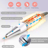 Professional Electric Nail Drill Machine 35000RPM Rechargable Cordless Nail File Machine For Acrylic Manicure Shaping Pedicure