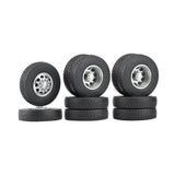 6pcs Metal Front & Rear Wheel Hub Rubber Tire Wheel Tyres Complete Set For 1/14 Rc Trailer Tractor