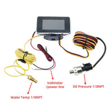 3in1 Digital Meter DC 12V/24V Vehicle Car LCD Water Temperature Meter Thermometer Voltmeter Oil Pressure Gauge 10mm Sensor BG002