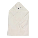 Hooded Baby Bath Towel Cartoon Animal Shaped Soft Fleece Water Absorption Baby Swaddle Towel 80x80cm Creamy White Bear
