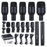 DMS-D7 Professional Musical Instruments Drum Set Wired Microphone Mic Kit with Standard Mounting Accessories Aluminum Carrying Case 1 Big Drum Microph