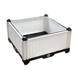 Planter Grow Box Plastic Rectangular Raised Garden Bed for Flower Vegetable Balcony School Bamboo Strips White Single Row of One 39x39x22x15cm / 15.4