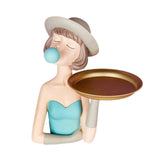 Girl Statue Sculpture Figurine Resin Craft Tabletop Home Decor Blue