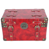 Wooden Treasure Box Retro EuropeanStyle Storage Case Shop Display Photography Props Red S