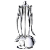 Kitchen Utensil Set - 6 Piece Stainless Steel Cooking Utensils with Rotating Holder Organizer (7PCS