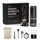 Portable Espresso Machine 9 Bar Pressure Rechargeable 2 in 1 Small Travel Coffee Maker Compatible with Nespresso Capsules Ground Coffee Perfect for Tr