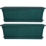 2Pcs Balcony Vegetable Planting Pot Rectangular Home Flowerpot Dark Green