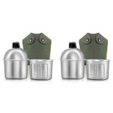 2X Outdoor Canteen Cookware Set Canteen Cup Portable Water Bottle with Grab Handle Cup for Outdoor C
