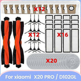 For Xiaomi Robot Vacuum X20 Pro D102gl Vacuum Parts Main Roller Side Brushes Hepa Filters Mop Clot