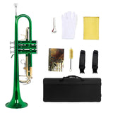 (Green) Professional Trumpet Bb Standard Trumpet Band Horn Beginner Trumpet Musical Instruments with Storage Case for Student  Green