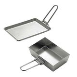 Portable Stainless Steel Camping Cookware Thickened Frying Pan With Detachable Handle For Picnic An