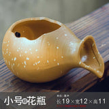 Mini Pond Spitter Ceramic Jar Outdoor Waterfall Feature Water Fountain Jug with Open Top Hydroponic Pot Planter for Plants Patio Garden Indoor Outdoor