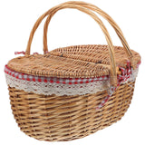 Picnic Basket with Handles and Lid Wicker Woven Basket Rustic Storage Basket
