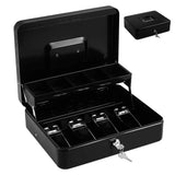 1 Set Cash Box Metal Money Box For Cash Portable Locking Safe Box With Money Tray Small Business Money Saving Organizer With Keys
