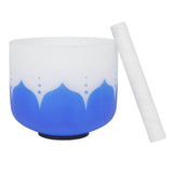 (8 inches G tune) 6/7/8Inch Lotus Designs Quartz Crystal Singing Bowls Lotus Gradient Design Yoga Bowls with Hammer and Round Rubber Rings