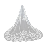 Long Lace Wedding Veil with Graceful Cathedral Breathable Bridal Tulle Veil EllieWely Bridal Accessories