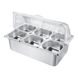 Catering Display Container Countertop Stainless Steel Pan with Acrylic Lid for Food Storage Practical Seasoning Box