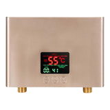 (golden) Energy Efficient Tankless Electric Heater with Remote 5500W for Quick Hot Water Wall Mounted LED Display Water Heater  golden