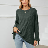 Women's Sunken Stripe Fleece Long-sleeved T-shirt