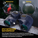Military Nautical Binoculars 7X50 HD with Rangefinder Compass Telescope Nitrogen Waterproof Powerful Binoculars for Hunting