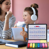 Memo Pads 2024 Desktop Calendar with Colorful Sticky Notes Strong Stickiness Office Supplies Set for Easy-peel