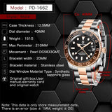 PAGANI DESIGN New Men's Automatic Mechanical Watches Waterproof 100M Luxury Sapphire Stainless Steel GMT Watch Men Reloj Hombre