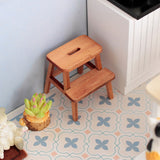 1/12 Dollhouse Miniature Cat Step Wooden Kitten Footstool Double-Layer Sit Chair Holding Stool