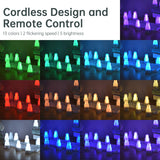12 Pack Flameless Led Candles with Remote - 13 Colors, 7 Brightness Levels, 4 Modes, USB Operated Cordless Fake Candles