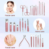 26 PCS Professional Clippers Pedicure Nail Cutter Scissor Cuticle Nipper Nails Tool Foot Face Grooming Kit Manicure Set