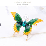 Jewelry Artificial Pearl Butterfly Adorable Wedding Crystal Rhinestone Women's Dress Pin With Brooch Cartoon