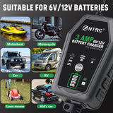 6V 12V 3000mA Eu Plug Smart Battery Automatic for Trickle Lithium LiFePO4 Lead-Acid Batteries Car Motorcycle Charger